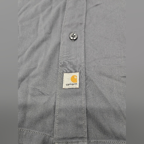 Carhartt Relaxed Fit Button Up Short Sleeve Grey Men's Size Large - Picture 2 of 6